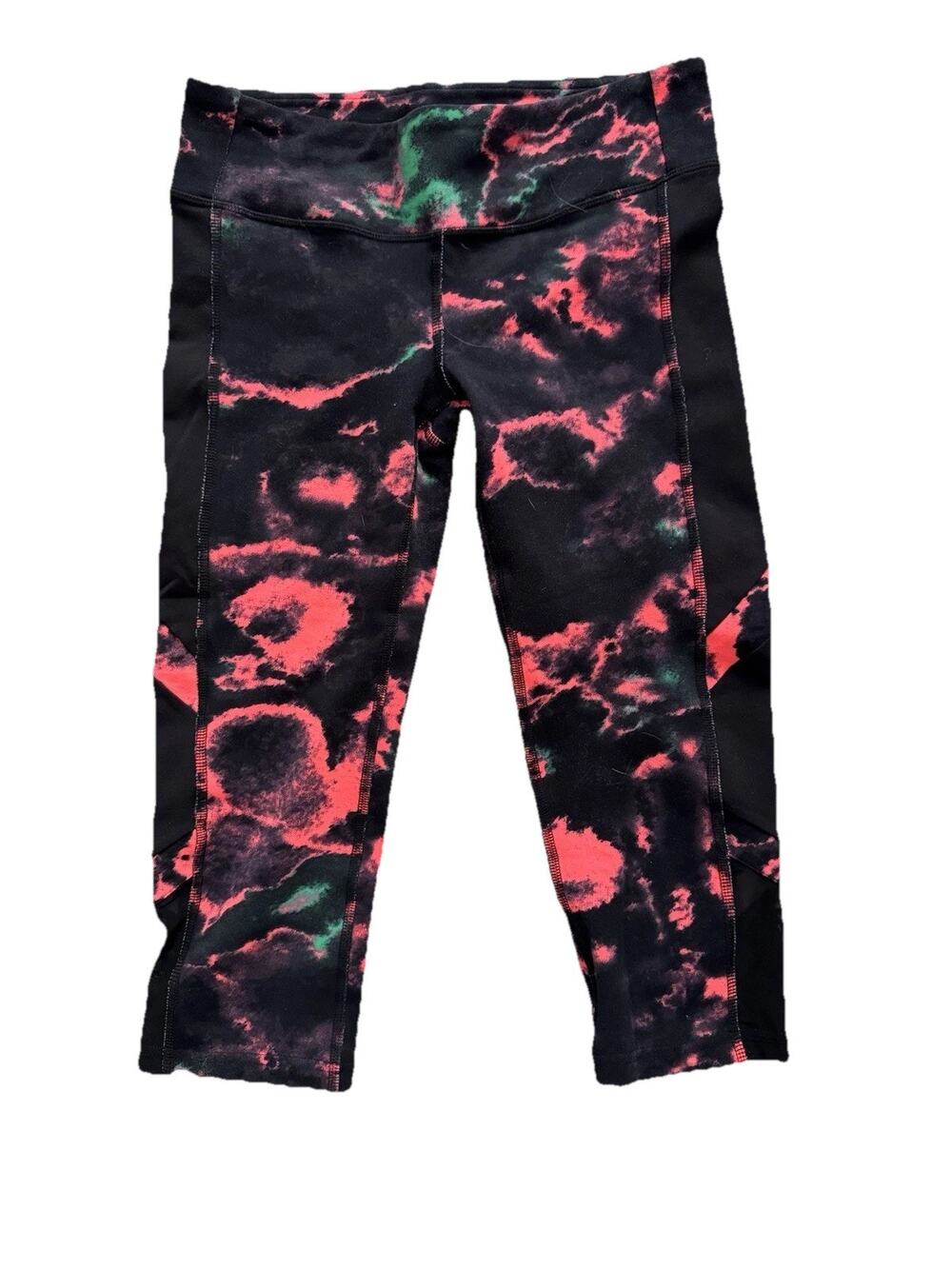 ALO Yoga Black Print Womens Cropped Leggings S Athleisure Lounge Gym Comfort